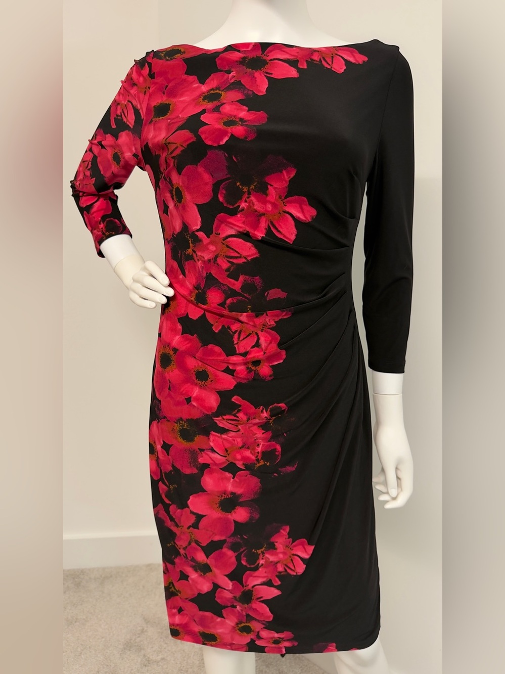 🌺 Lauren Ralph Lauren Floral Ruched Sheath Dress Size 6